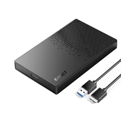 EAGET E60 2.5 Inch External Hard Drive Enclosure 6TB Micro-B to USB-A Cable 5Gbps Portable Hard Drive Case for SSD HDD - Black