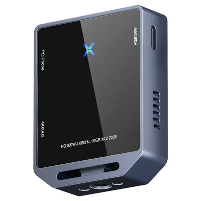 YC-2230M2 M.2 2230 NVMe / SATA SSD Enclosure USB 3.2 Gen 2 10Gbps Cooling Fan PD 100W HD 4K 60Hz