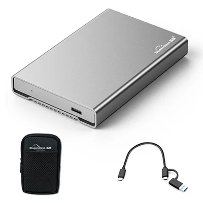 BLUEENDLESS U23Q Slim Version 2.5 Inch Hard Drive Enclosure USB3.0 5Gbps Type-C Supports 7 / 9.5mm Drives Up to 4TB - Grey