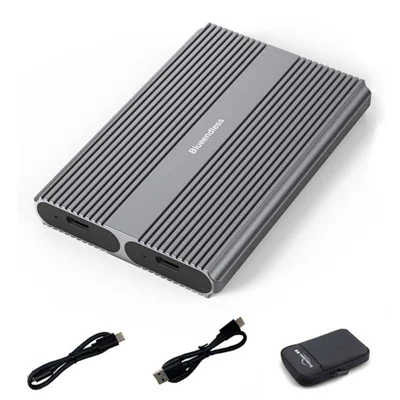 BLUEENDLESS 2826SN Dual-Bay M.2 Enclosure NVMe / SATA Dual Protocol Type-C USB3.1 External SSD Reader 8TB Expansion - Dark Grey