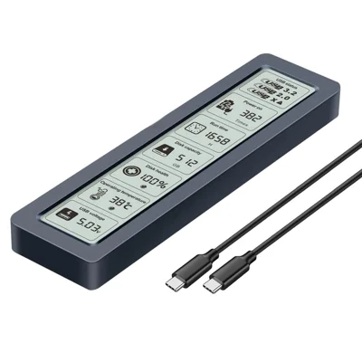 SHUOLE SL-TP26-P M.2 NVMe SSD Enclosure Smart LCD Display 10Gbps USB-C Aluminum Alloy Hard Drive Case - Tarnish