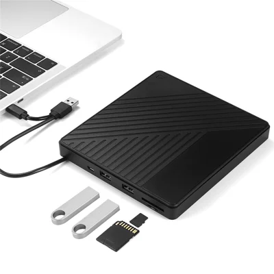 005 Lecteur optique externe Type-C / USB pour ordinateur portable, lecture et gravure de CD/DVD, lecteur de carte SD et TF
