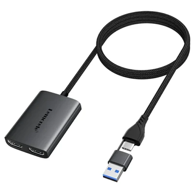 LEMORELE HD10 USB / Type-C til Dual HD Adapter 4K 1080P Dual Display Output Converter til Laptop Dual Monitor Udvidelse