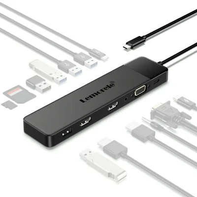LEMORELE TC200 13 in 1 USB-C-Hub-Adapter, multifunktionale Dockingstation mit HD/VGA/USB-Anschlüssen für Zuhause/Büro