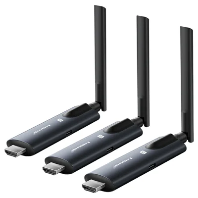 LEMORELE R1010 Wireless HD Adapter Transmitter Receiver Kit, 1TX to 2RX, 1080P HD Wireless Presentation, Screen Sharing for TV, Projector, Conference - Black