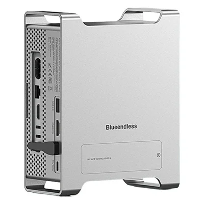 BLUEENDLESS MAC909 9 in 1 Type-C Hub, 4K 60Hz HD USB TF SD Card PD 100W SSD Enclosure Docking Station - Silver Grey