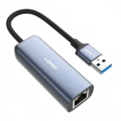 LDNIO RJ-01U USB-A to Gigabit Ethernet Adapter 1000Mbps USB to RJ45 LAN Wired Network Converter for Laptop Desktop - Grey