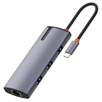 LDNIO DS-16U USB-C Hub 6 in 1 Docking Station with PD 100W Fast Charging Gigabit Ethernet 4x USB Ports - Grey