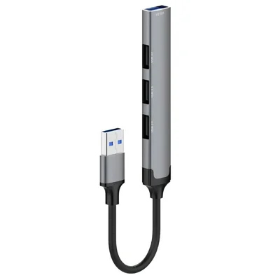 LDNIO DS-44U 4 in 1 USB Hub USB 3.0 + 3 USB 2.0 Adapter 5Gbps High Speed Splitter - Grey