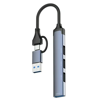 LDNIO DS-64U 4 in 1 USB Hub Type-C / USB-A to USB 3.0+ 3 USB 2.0 Output Adapter for Laptop Desktop - Grey