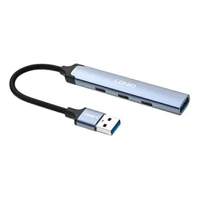 LDNIO DS-74U 4-in-1-Hub USB-A auf USB 3.0 5 Gbps + 3 Type-C 2.0 Adapter für Laptop PC – Grau
