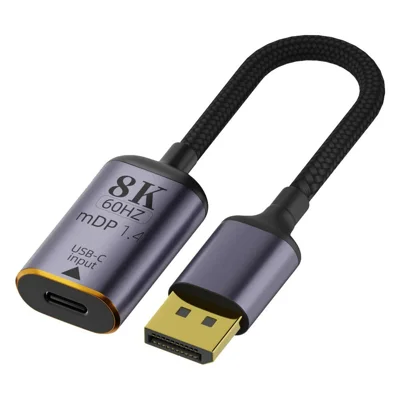 DP020 USB-C Female to DisplayPort 1.4 Male Adapter 8K / 60Hz Video Converter Cable for MacBook Laptop Monitor