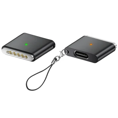 AP3-100T USB-C Female to Compatible with MagSafe 3 Male Magnetic Adapter 100W PD Fast Charging Converter for MacBook Pro  /  Air - Black