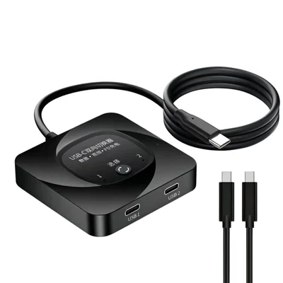 C-HD019 Commutateur USB-C 2-entrées 1-sortie Convertisseur Bidirectionnel 8K 60Hz 10Gbps Transfert de Données Chargement PD 100W - Noir