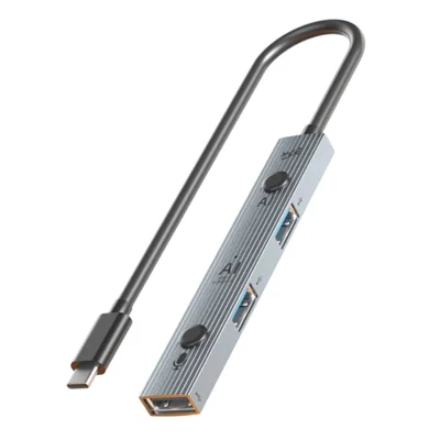 YCE V323 5-in-1 AI Voice Hub Type-C auf 3 USB 2.0 Übersetzer Echtzeit-Übersetzung in 146 Sprachen – Grau
