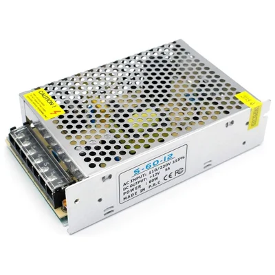 110V / 220V naar DC 12V 5A 60W Converter Ingesloten Schakelende Voeding voor CCTV Camera Beveiligingssysteem LED Strip - Zilver