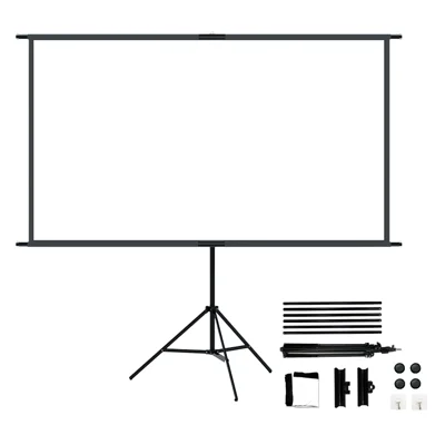 120 inch 16:9 Milk Silk Projection Screen with Portable Tripod Stand High Definition Projector Screen for Outdoor Indoor - Black
