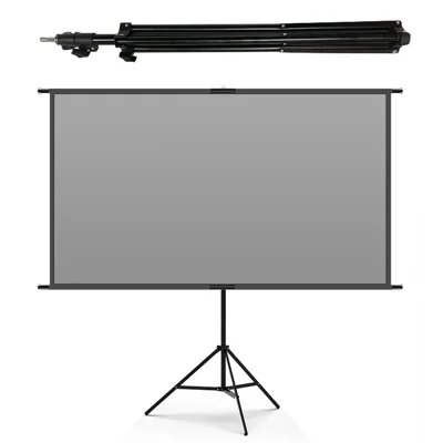 84 inch 16:9 Milk Silk Projection Screen with Portable Tripod Stand High Definition Projector Screen for Outdoor Indoor - Black