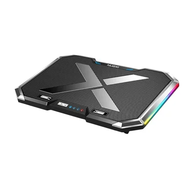 NUOXI Q8 Height Adjustable Gaming Laptop Cooling Fan Silent Notebook Cooler Stand with Dual USB Ports RGB Lighting