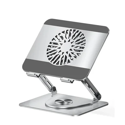 Carbon Steel Laptop Stand with RGB Light Fan 360 Degree Rotation Gaming Office Cooling Bracket