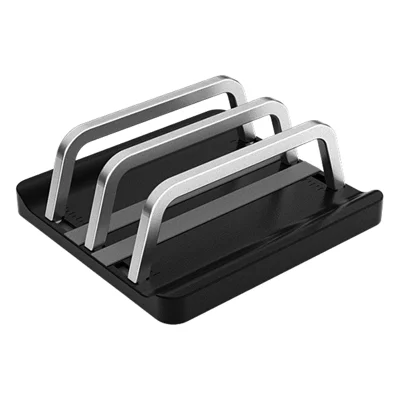 L501 2-Slot Vertical Laptop Stand ABS + Aluminum Alloy Adjustable Desktop Notebook Storage Holder Support - Black