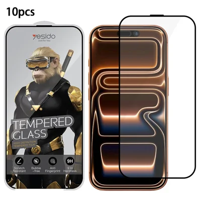 YESIDO TG32 10 sztuk / zestaw na iPhone 17 Pro Max, folia ochronna HD na cały ekran, hartowane szkło 9H, odporność na odciski palców