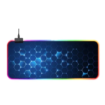 GMS-X5 Stitched Edges Non-Slip Rubber Base RGB Gaming Mouse Pad, Size: 300 x 800 x 4mm - Honeycomb Pattern