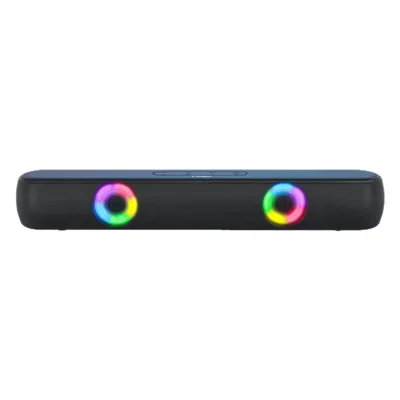 Haut-parleur stéréo compatible Bluetooth T-WOLF B320 avec double pilote et 7 modes RVB, prise en charge de la carte TF/USB/FM pour smartphone, PC - Noir