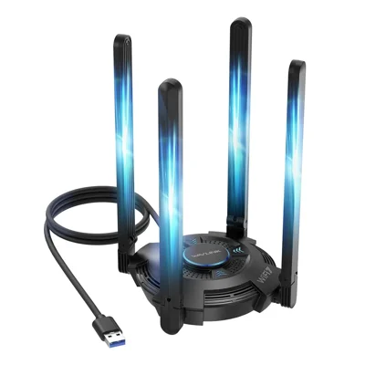 Adattatore WAVLINK WN695BE2 BE6500 WiFi 7 Tri-Banda 2,4 GHz / 5 GHz / 6 GHz con Antenne ad Alto Guadagno USB 3.0 per Windows 10 / 11 - Nero
