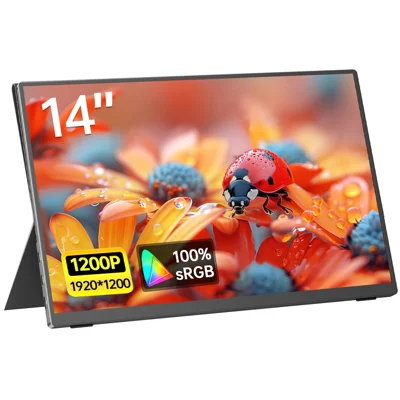V140F1 14 Zoll Tragbarer Monitor 1920 x 1200 IPS HDR 60 Hz Display mit Ledertasche - Schwarz
