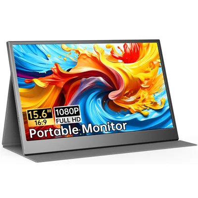 W156U2 15,6-Zoll-Portabler Monitor 1920 x 1080 Full-HD-IPS-Display mit Ledertasche – Schwarz