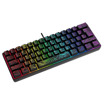 Y-FRUITFUL K401 61 Keys Gaming Keyboard with RGB Light 1.8m Wired Mechanical Keyboard for PC / Laptop - Black