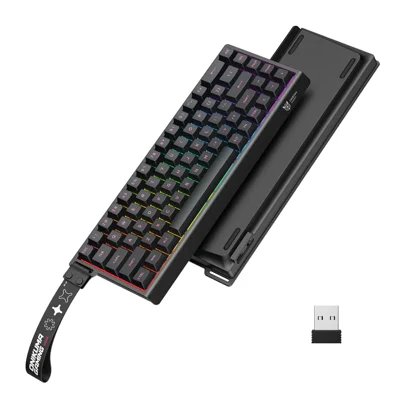 ONIKUMA MT603 Clavier Mécanique 68 Touches, Clavier de Jeu Sans Fil 2,4 GHz avec Trois Modes - Noir