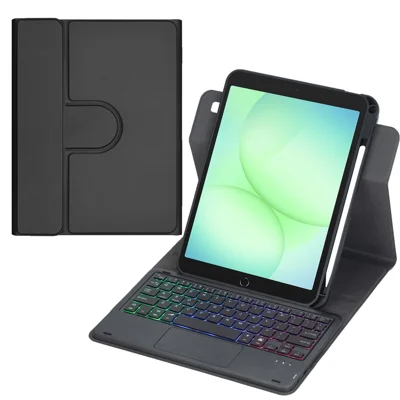 L240B-AS For Samsung Galaxy Tab A11+ / Tab A9+ Keyboard Case with Touchpad / Backlit Wireless Detachable Folio Keyboard Cover - Black