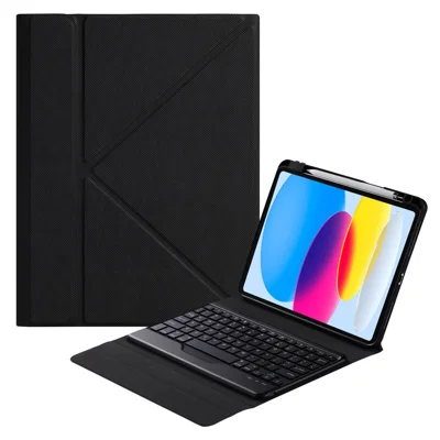B10 For iPad (2025) / 10.9 (2022) Bluetooth-Compatible Keyboard Tablet Protective Case Stand Cover with Pen Slot - Black