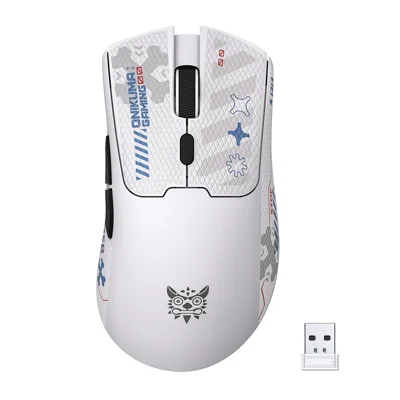 ONIKUMA DM01 Souris de Jeu Tri-Mode Sans Fil 2,4G Filaire Type-C Souris Bluetooth-Compatible avec 6 Niveaux DPI - Blanc