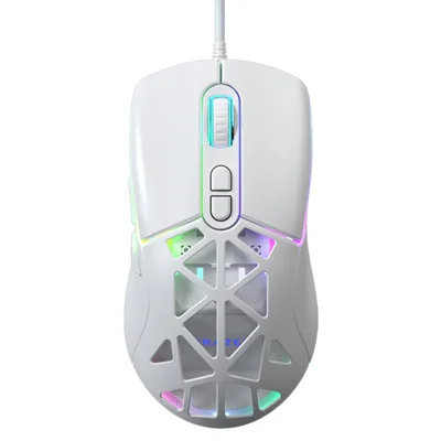 ERAZER G303 USB Wired Muis 3600 DPI 7 Knoppen RGB Gaming Muis voor PC Laptop (Geïnvesteerd door Lenovo) - Wit