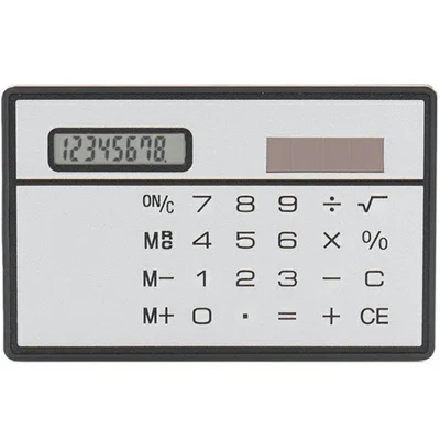 JY-819 Ultra Thin Solar Powered Pocket Calculator Credit Card Size 8 Digits Touch Calculator - Silver