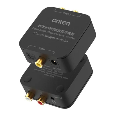 ONTEN 37506 Digital Toslink  /  Coaxial to Audio Converter with 3.5mm Headphone Audio Output