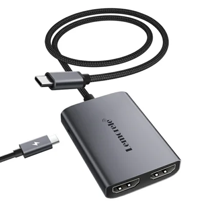 LEMORELE HD30 USB-C-Hub-Adapter mit USB-C PD-Ladeanschluss, 3-in-1 Typ-C auf Dual-HD-Dockingstation für PCs/Projektoren