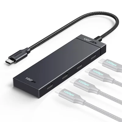 UGREEN 35584 USB C 4 in 1 Hub Adapter 0.3m Type-C to 4 Type-C Docking Station 10Gbps Data Transfer for PC / Laptop / Phone