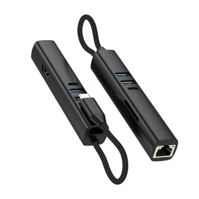 TYS-8HD Typ-C auf HDTV 8-in-1 USB-C-Hub 5Gbps 100W PD 4K HD-Dockingstation Mehrport-Adapter für Laptop - Schwarz