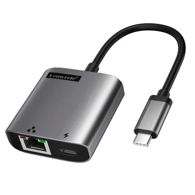 LEMORELE TC35 USB-C to 2.5G Ethernet Adapter PD 100W Fast Charging Hub Gigabit Network Converter - Black