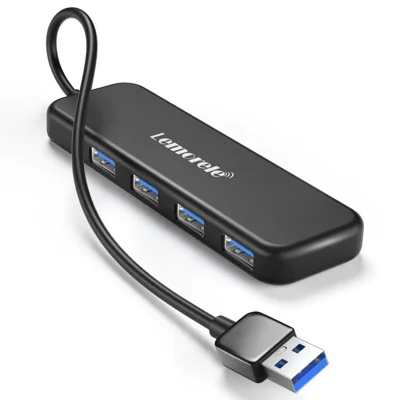 LEMORELE TC55 4-Port USB 3.0 Hub 5Gbps High Speed Multi-Port Splitter Erweiterungsdock – Schwarz