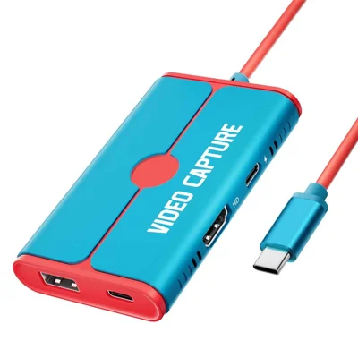 LEMORELE AC08 Videooptagelseskort HD 1080P 60 Hz USB-C til HDMI Gamingoptageradapter med USB-A-port - Blå
