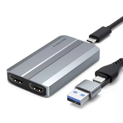 LEMORELE AC06 HD-videooptagelseskort 4K 30 Hz HDMI-loopudgang til gaming, streaming og optagelse til kamera og konference – Grå / Sølv
