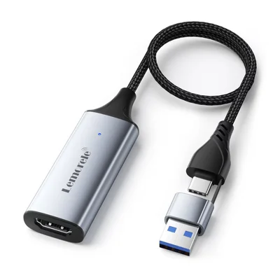 LEMORELE AC05 HDMI-videooptagelseskort USB-A Type-C, dobbelt interfaceoptagelseskortoptageradapter til spilstreamingoptagelse - Grå / Sølv