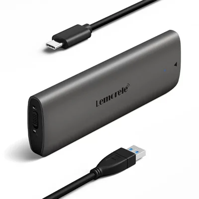 LEMORELE SD1L Корпус для портативного жесткого диска M.2 NVMe SATA с поддержкой двух протоколов, скорость передачи данных 10 Гбит/с, USB3.1 Gen2, алюминиевый сплав, черный