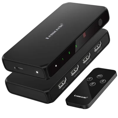 LEMORELE G99 3-indgangs 1-udgangs HD-switch med fjernbetjening 4K@30Hz, filtrerer automatisk kanaler, delt switch til spillekonsol, PC, TV - Sort