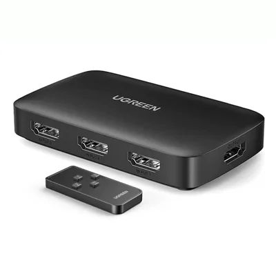 UGREEN CM332-80125 3 Input 1 Output HD Switch 4K 30Hz Remote Control Splitter Switcher for Gaming Console TV PC
